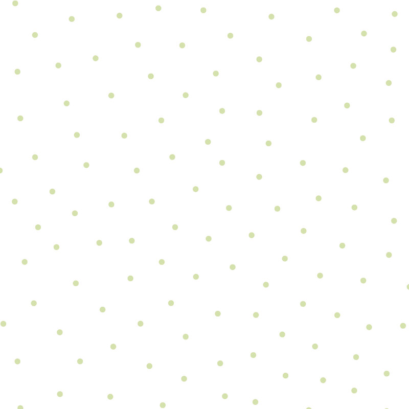 White flannel fabric with scattered light green dots.