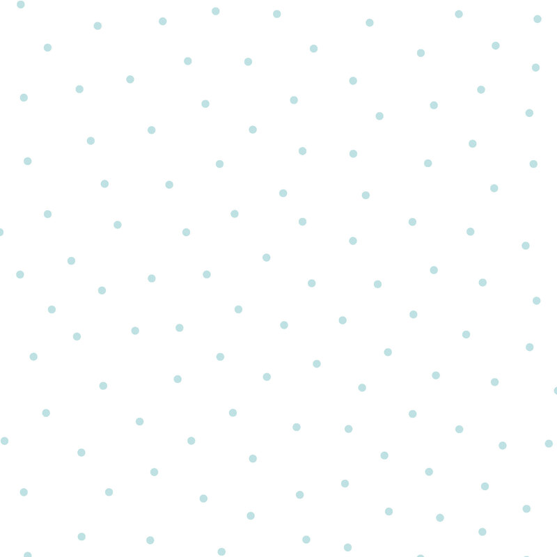 White flannel fabric with scattered aqua dots.