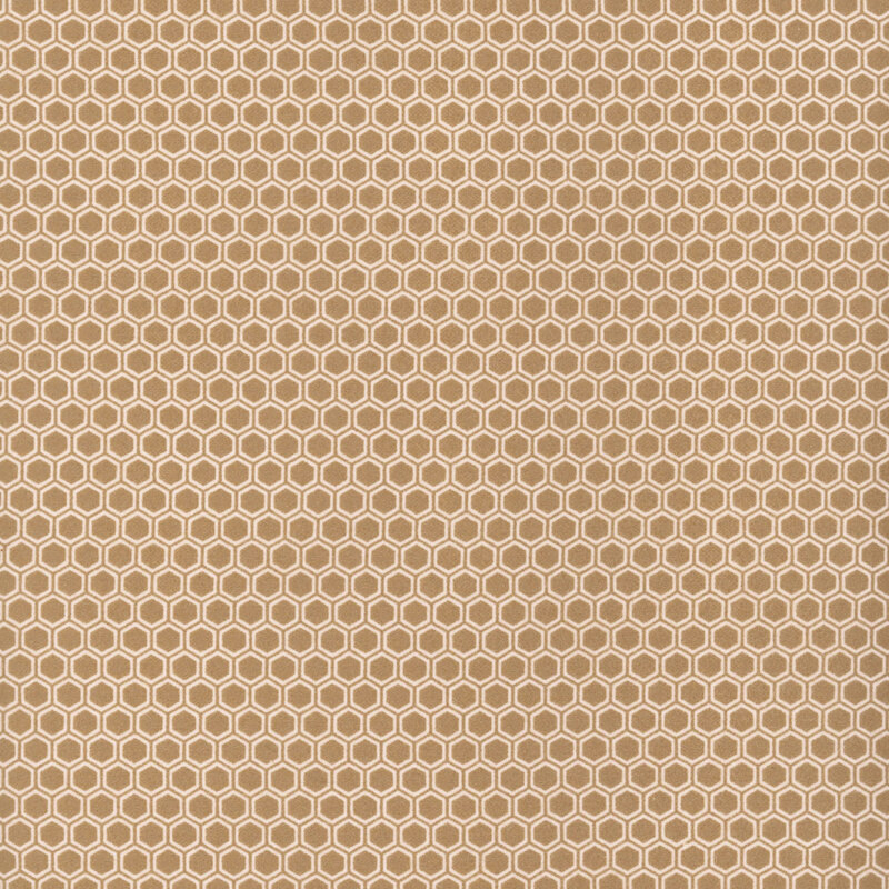 Warm brown fabric with a white honeycomb pattern.