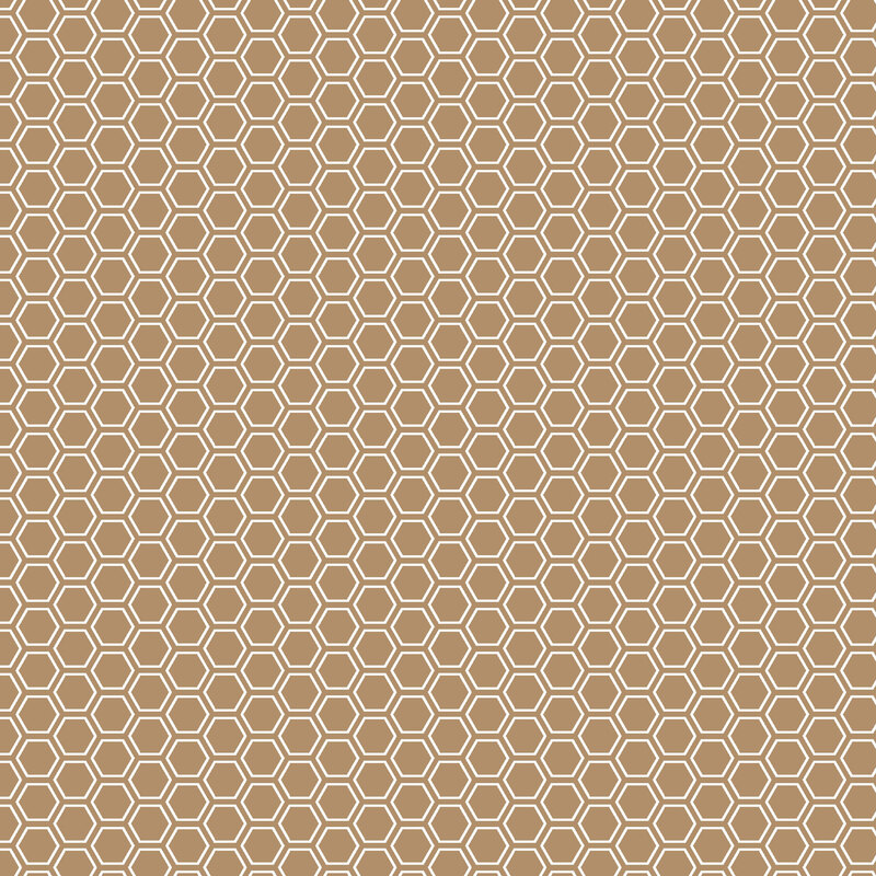 Warm brown fabric with a white honeycomb pattern.