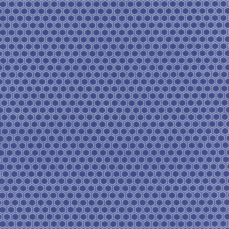 Deep blue fabric with a white honeycomb pattern.
