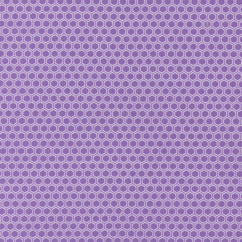 Purple fabric with a white honeycomb pattern.