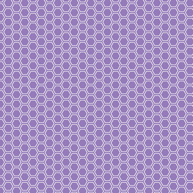 Purple fabric with a white honeycomb pattern.