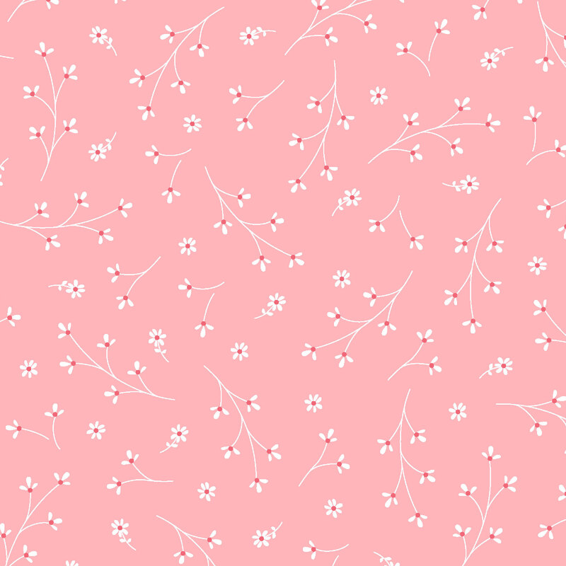 Light pink fabric with tossed floral sprigs.