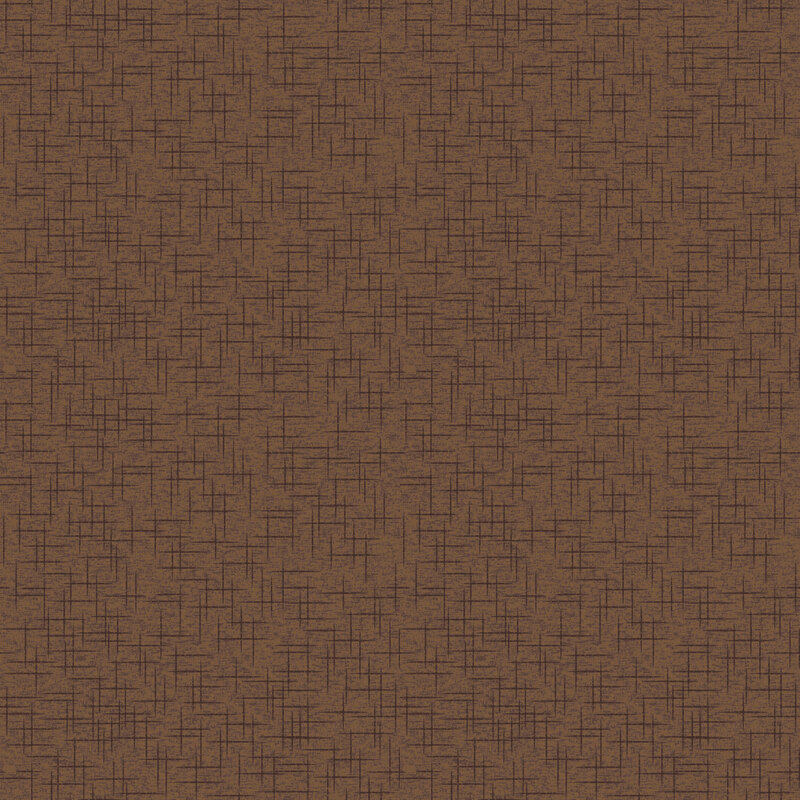 Brown fabric with tonal crosshatching textures.