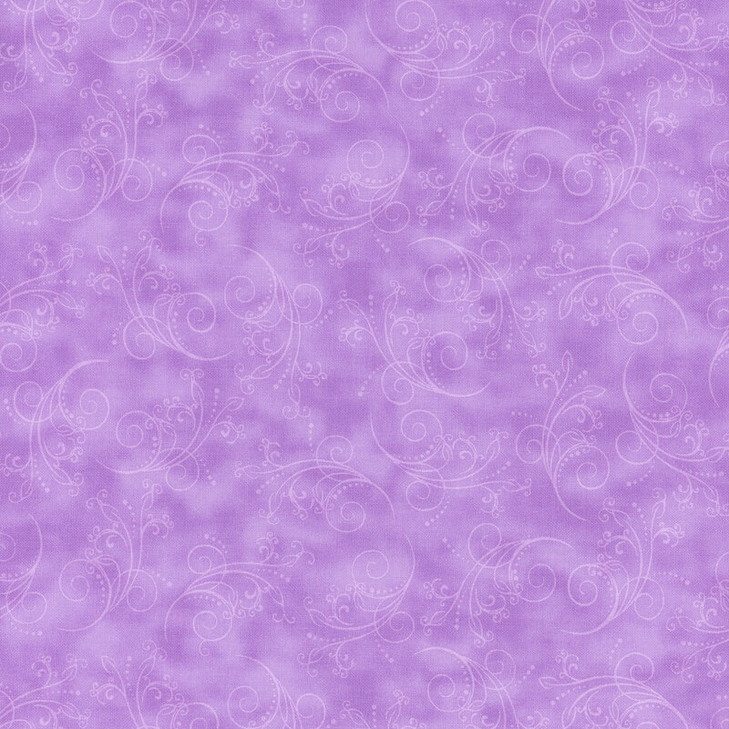 hyacinth purple fabric featuring tonal mottling and scattered scrolling