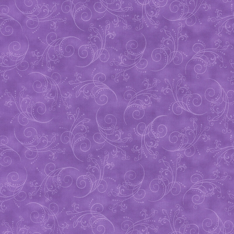 gorgeous royal purple fabric featuring tonal mottling and scattered scrolling