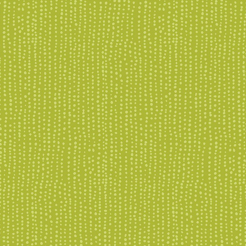 Medium chartreuse fabric with vertical rows of wobbly tonal dots.