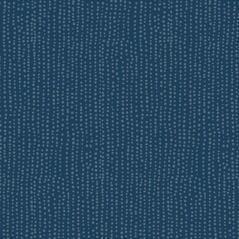 Navy blue fabric with vertical rows of wobbly gray dots.