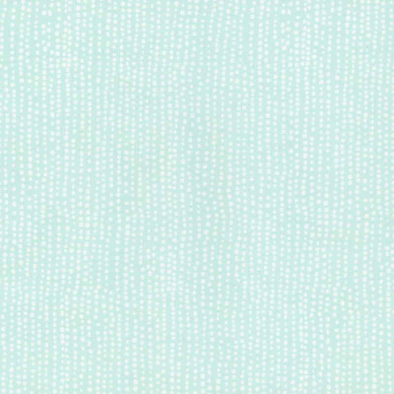 Light mint blue-green fabric with vertical rows of wobbly white dots.