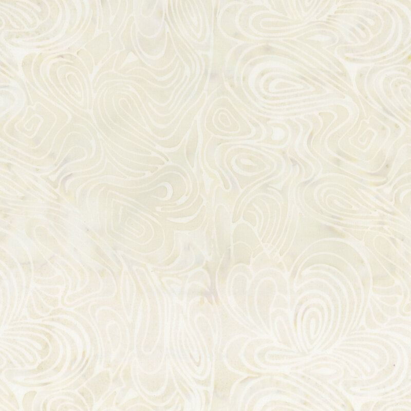 Light cream fabric with subtle, swirling abstract patterns.