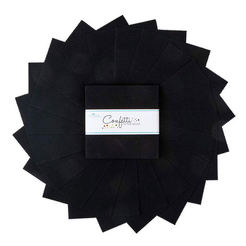 A top-down shot of fanned out black Confetti Cottons 5