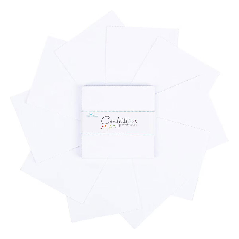 A top-down shot of fanned out white Confetti Cottons 5