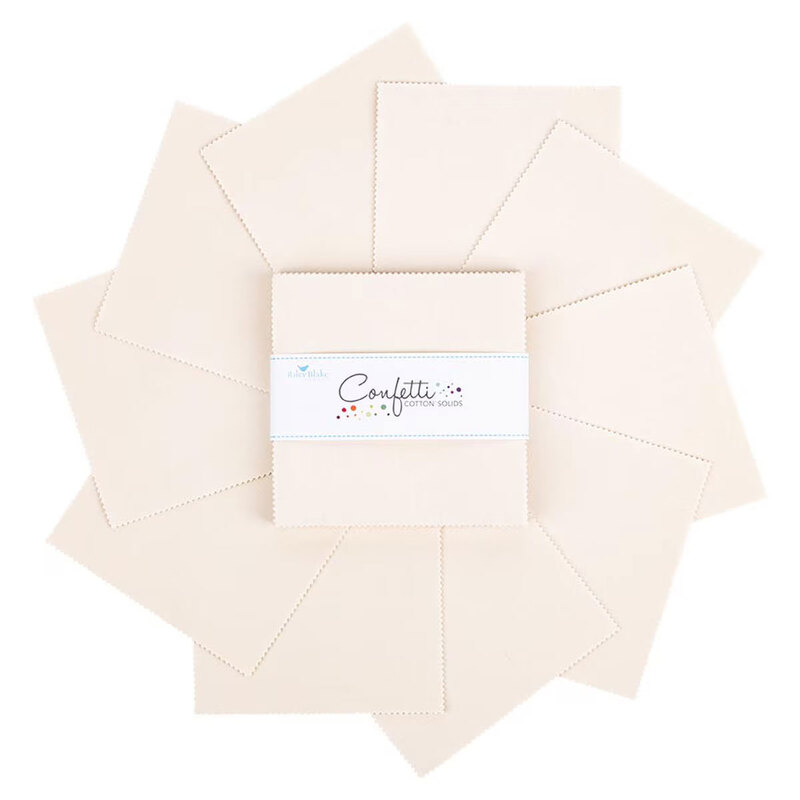 A top-down shot of fanned out ivory Confetti Cottons 5