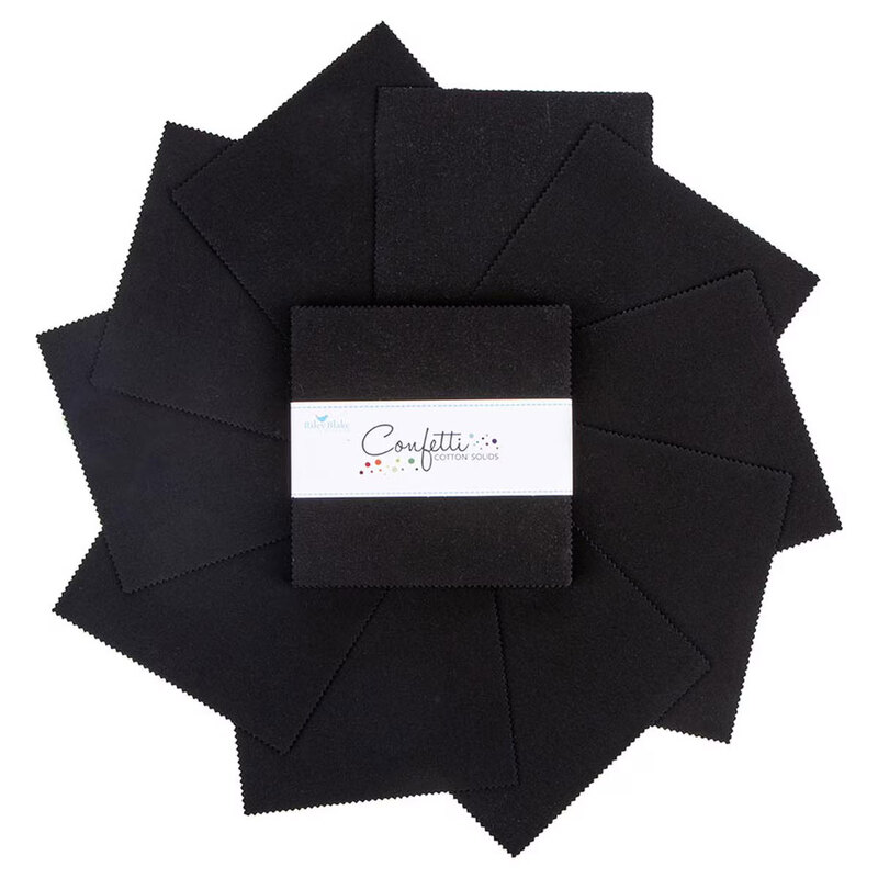 A top-down shot of fanned out black Confetti Cottons 5