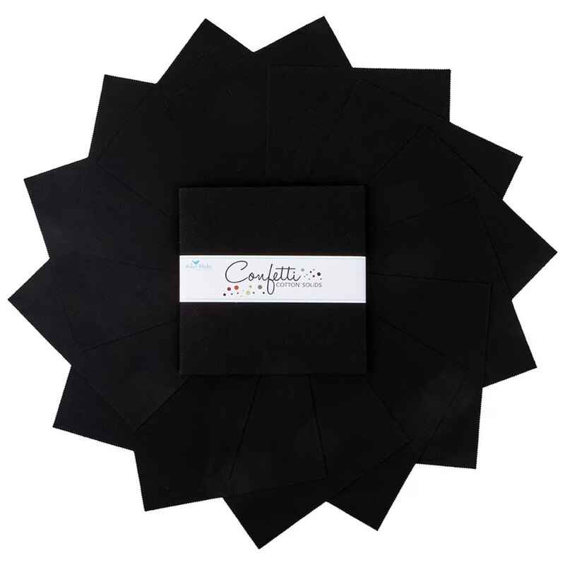 A top-down shot of fanned out black Confetti Cottons 10