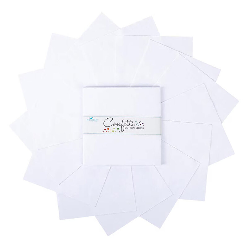 A top-down shot of fanned out bright white Confetti Cottons 10