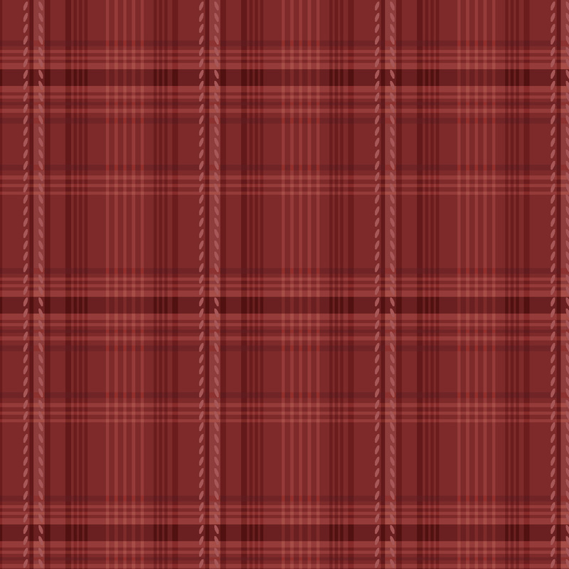 plaid pattern on tonal red fabric
