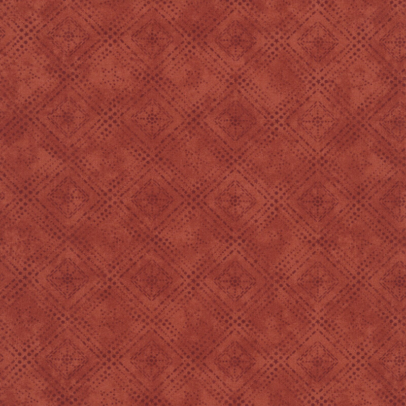 geometric designs formed by stars and dots on mottled tonal red fabric