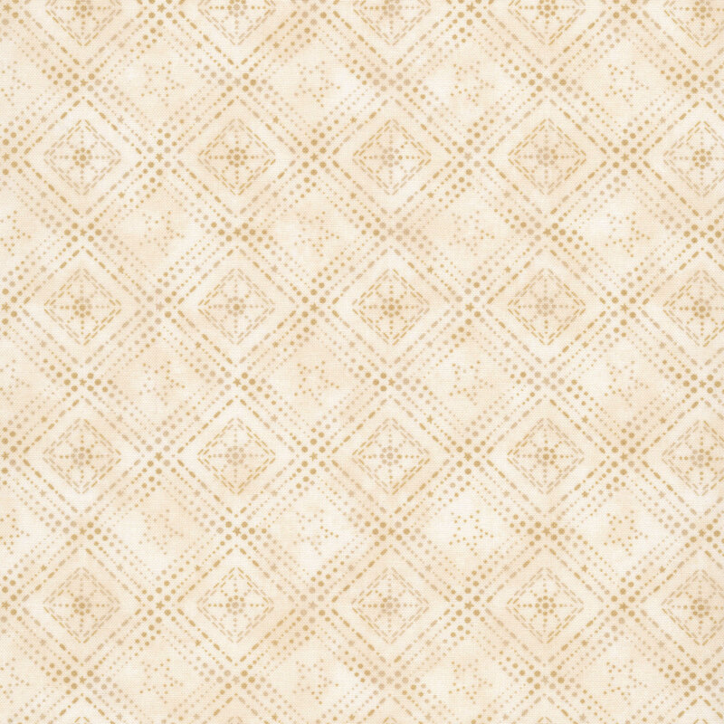 geometric designs formed by stars and dots on mottled tonal cream fabric