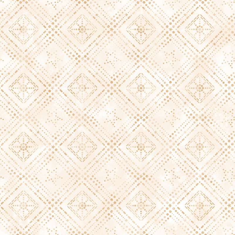 geometric designs formed by stars and dots on mottled tonal cream fabric