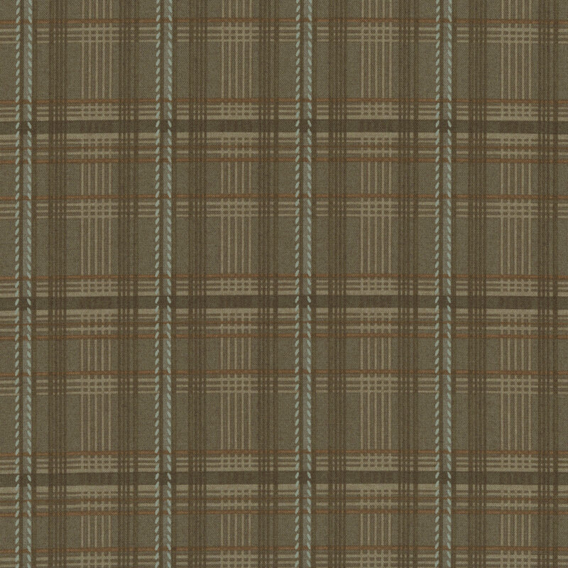 plaid pattern on tonal green fabric