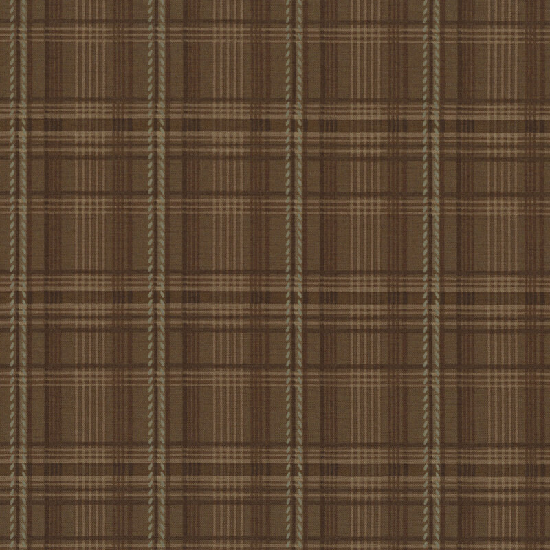 plaid pattern on tonal brown fabric