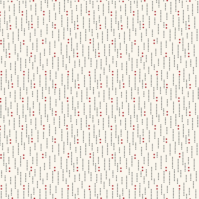textured cream fabric with dotted black lines and burgundy dots