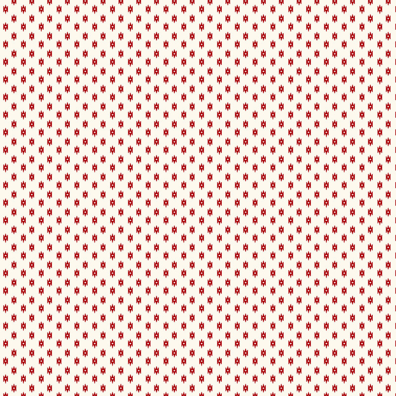 cream fabric featuring a dark red geometric pattern