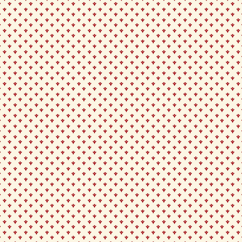 calico cream fabric with delicate ruby red florets