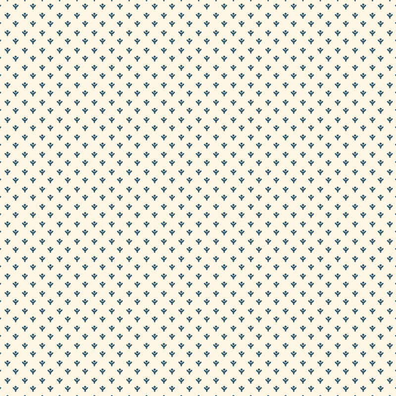 calico cream fabric with delicate navy blue florets
