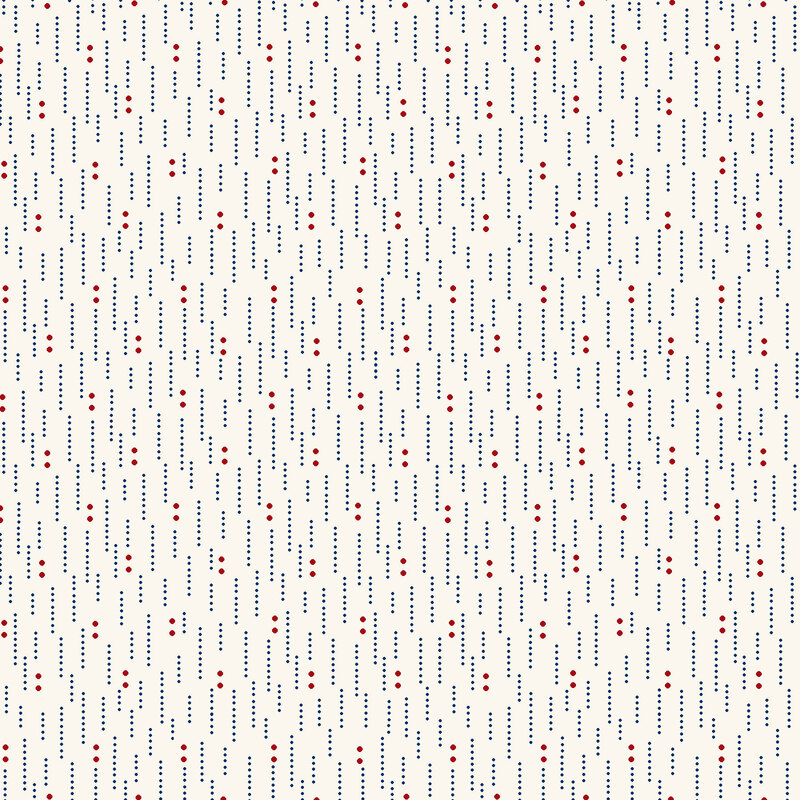 textured cream fabric with dotted navy blue lines and burgundy dots