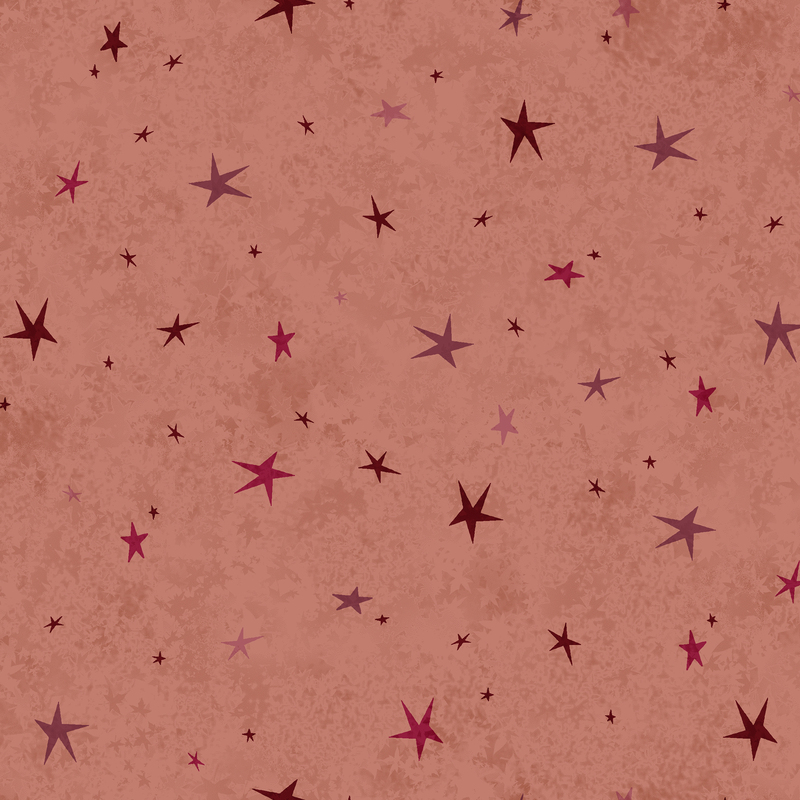 A dark rose fabric featuring a tonal star-themed design.