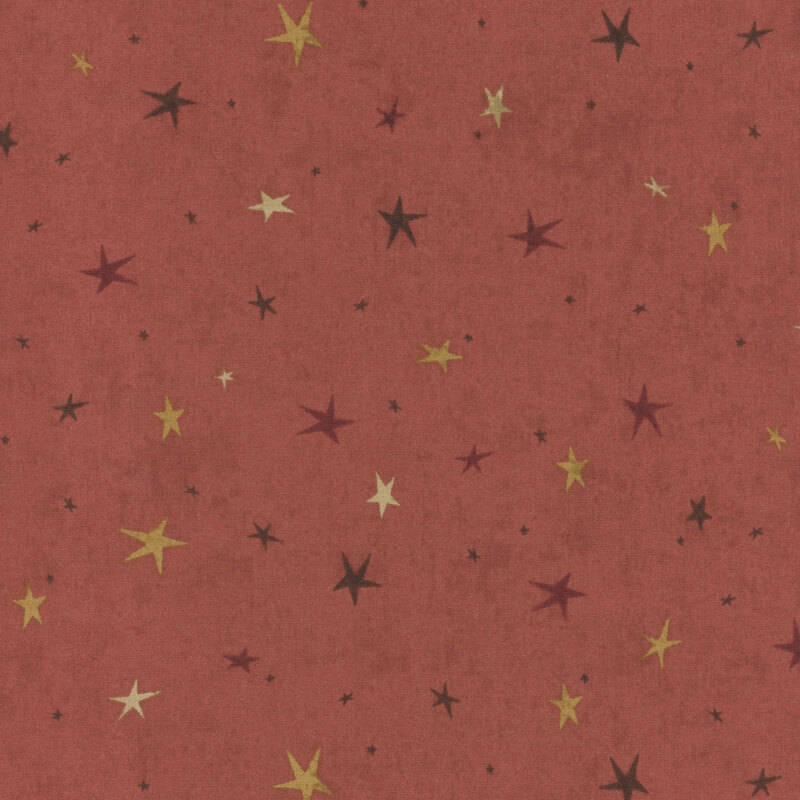 A red wine colored fabric featuring a tonal star-themed design.