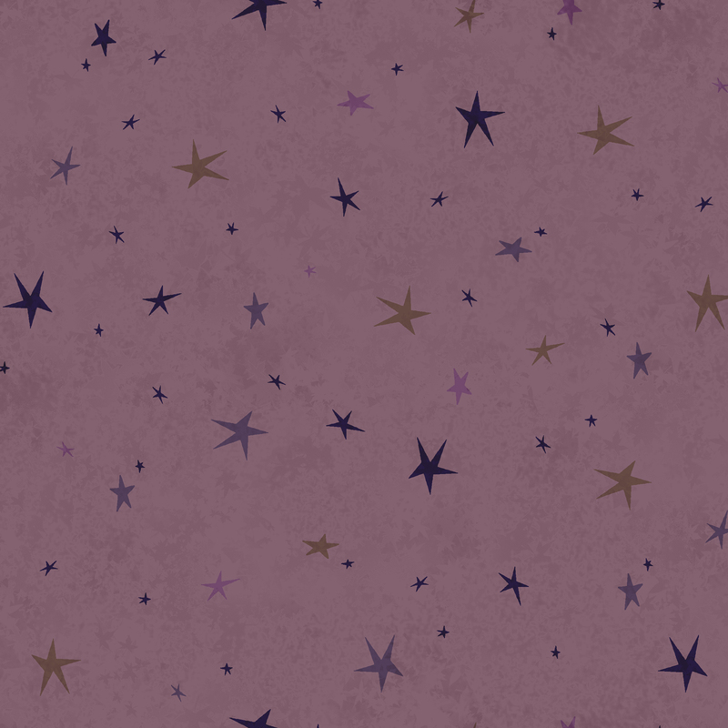 A muted purple fabric featuring a tonal star-themed design.