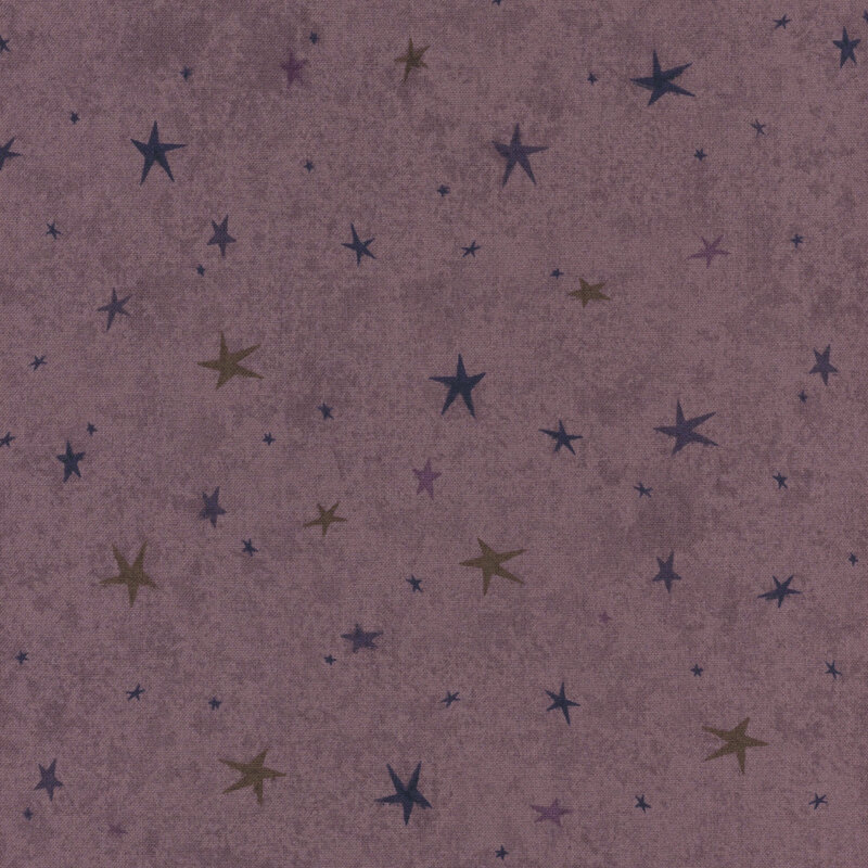 A muted purple fabric featuring a tonal star-themed design.