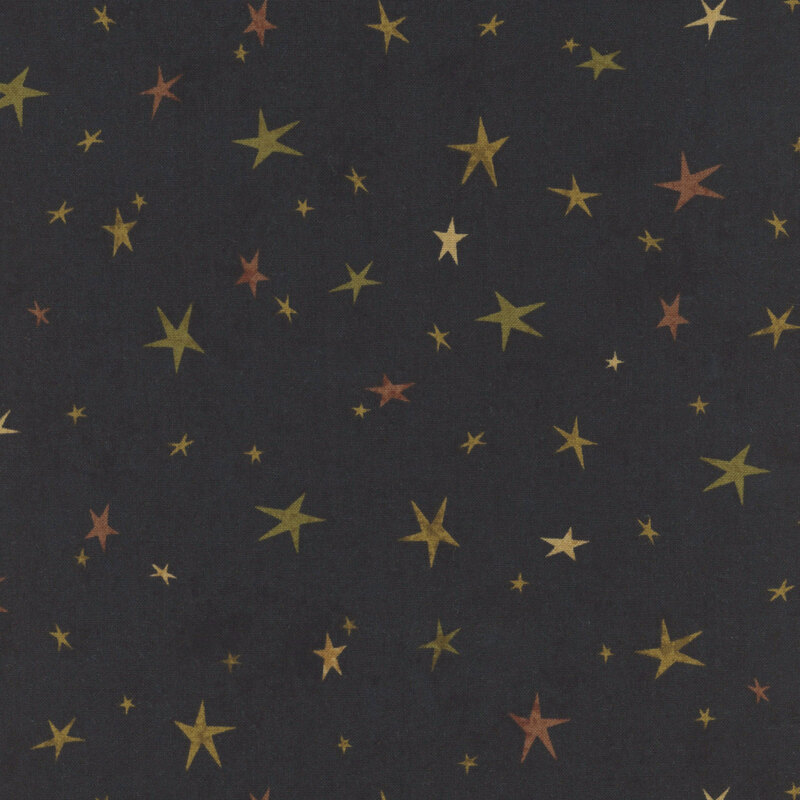 A black fabric featuring a tonal star-themed design.