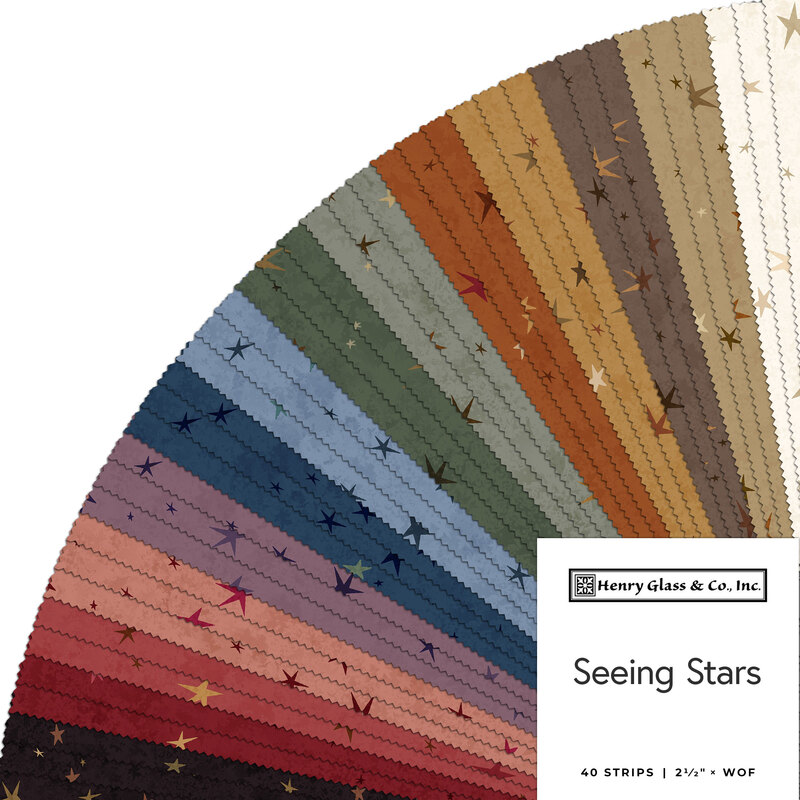 A fabric collage featuring star themed tonals in various colors from the collection Seeing Stars. 