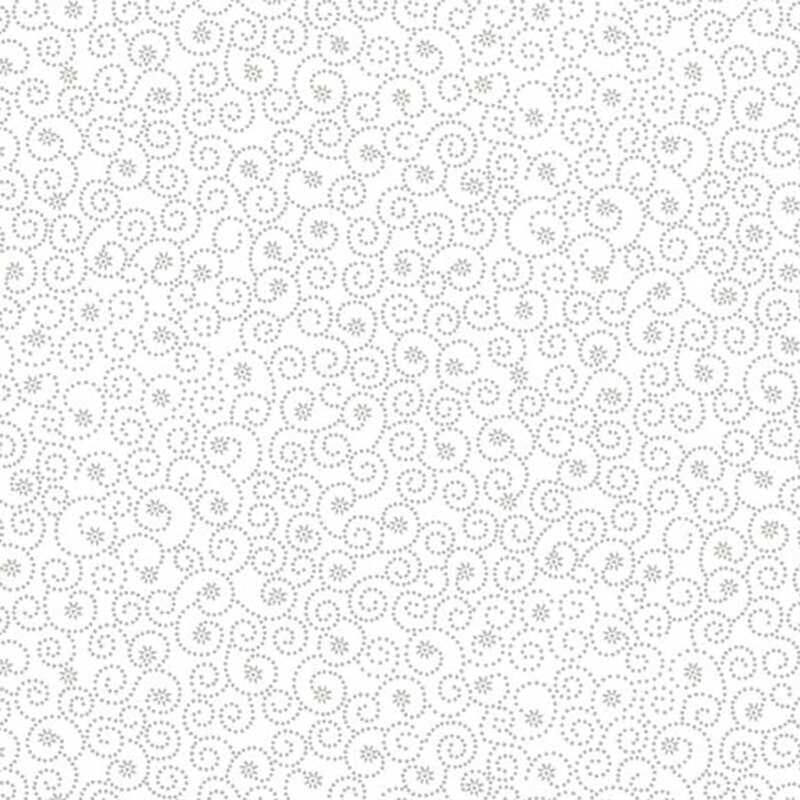 Digital scan of white-on-white fabric with stippled swirling designs.