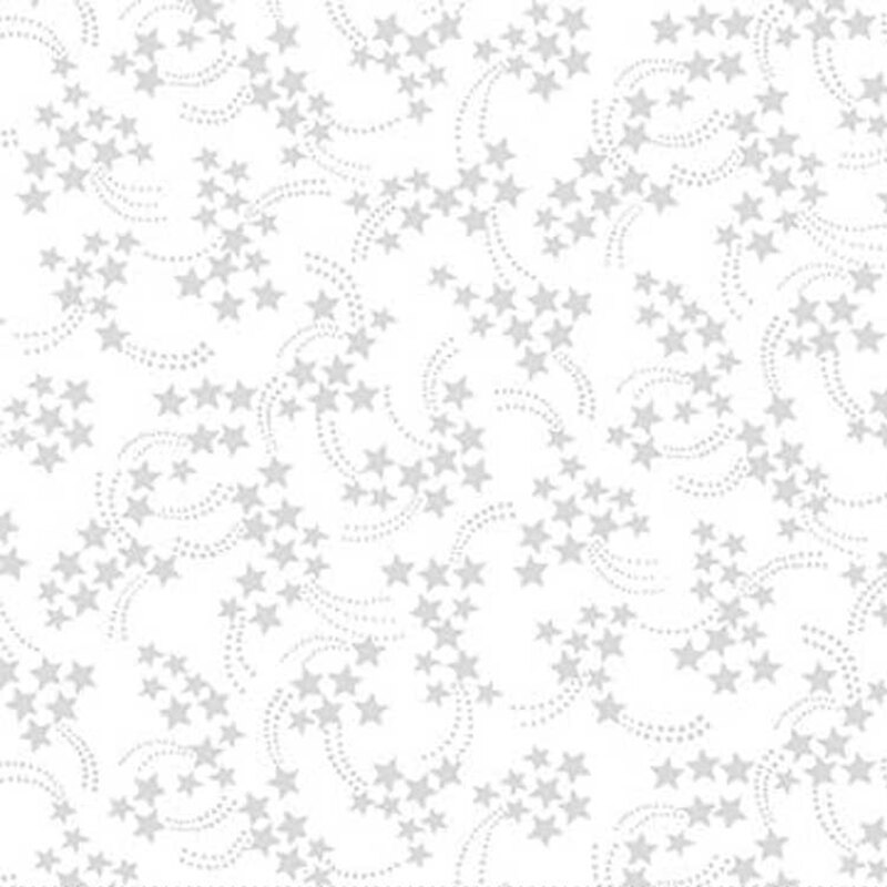 Digital scan of white-on-white featuring shooting stars.