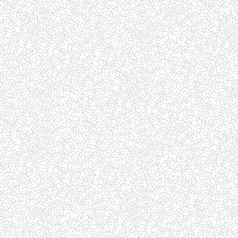 Digital scan of white-on-white fabric featuring tiny vines and berries.