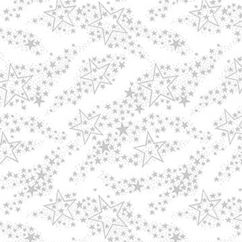 Digital scan of white-on-white fabric with stars resembling those in the Milky Way.