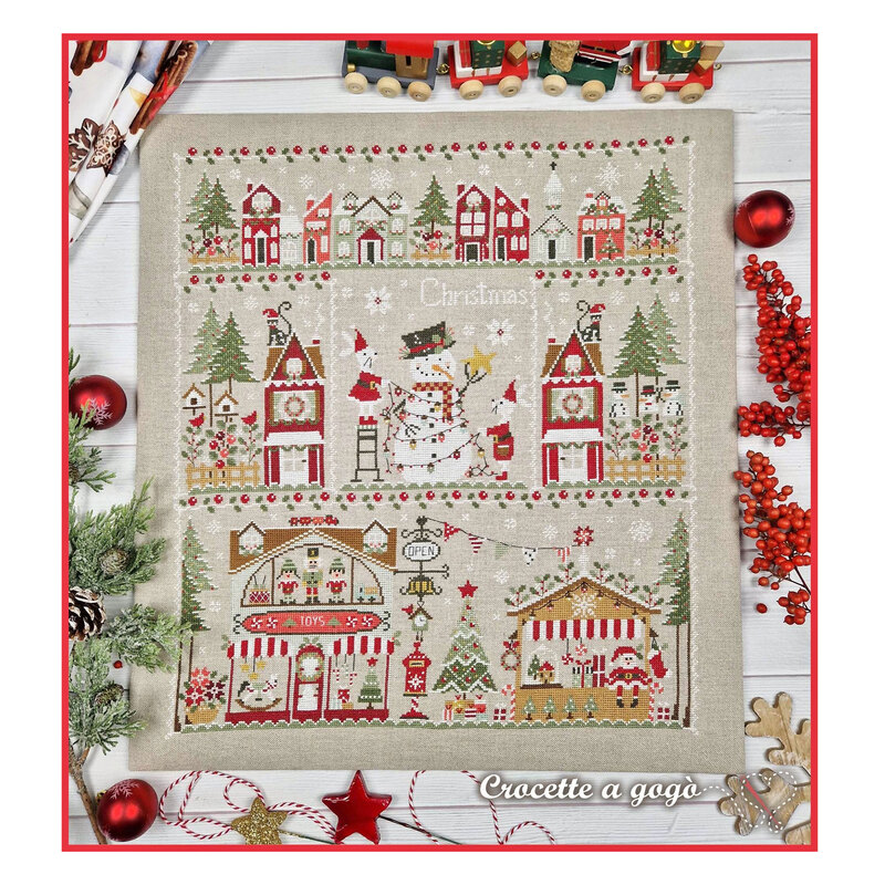 The completed project staged with coordinating holiday decor.