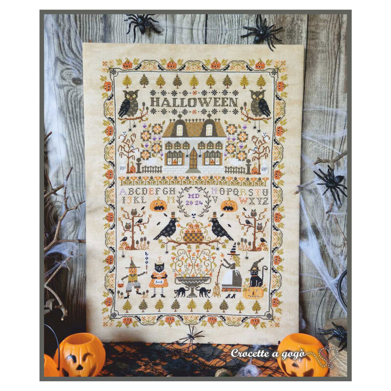 The completed project staged with coordinating Halloween decor.