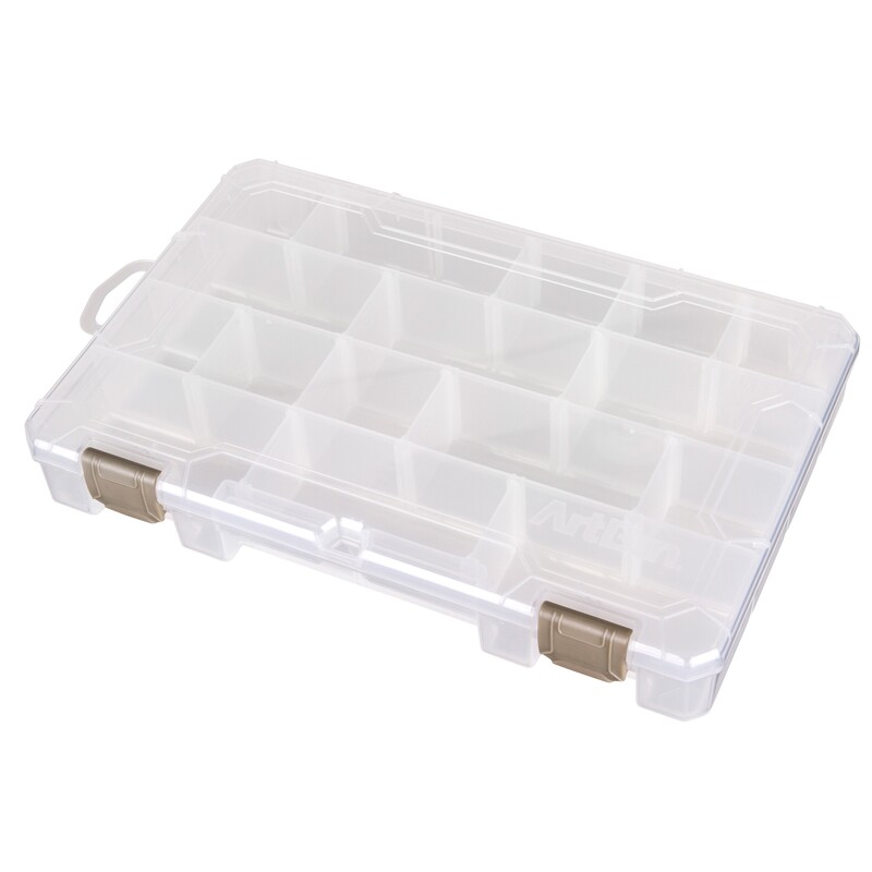 A shot of the Floss Finder box, empty with its lid closed, isolated on a white background.