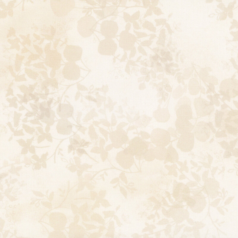 tonal cream fabric featuring leaves and vines