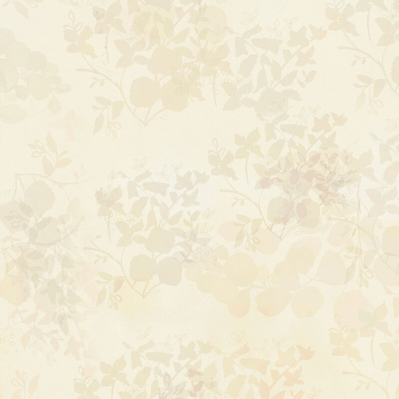 tonal cream fabric featuring leaves and vines