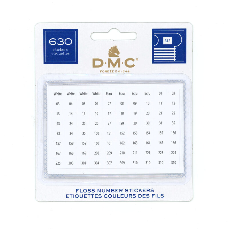 DMC packaging displaying 630 floss number stickers arranged in rows, labeled in white and ecru.