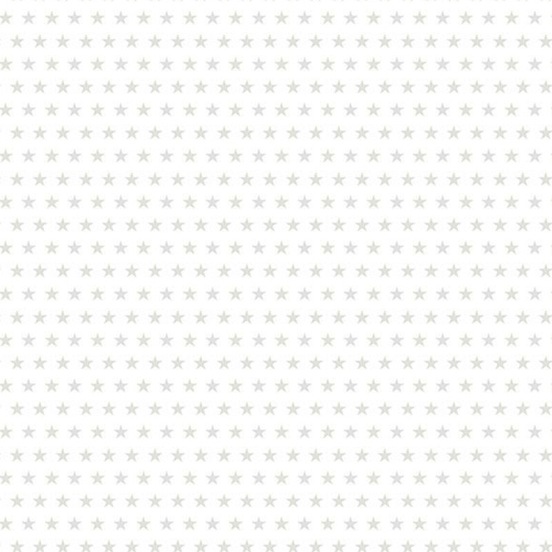 A white on white patriotic pattern featuring stars in neat rows, shown in gray and white.