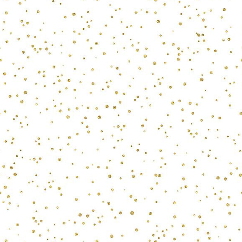 A white fabric featuring scattered glitter dots from the collection Peony Blossoms